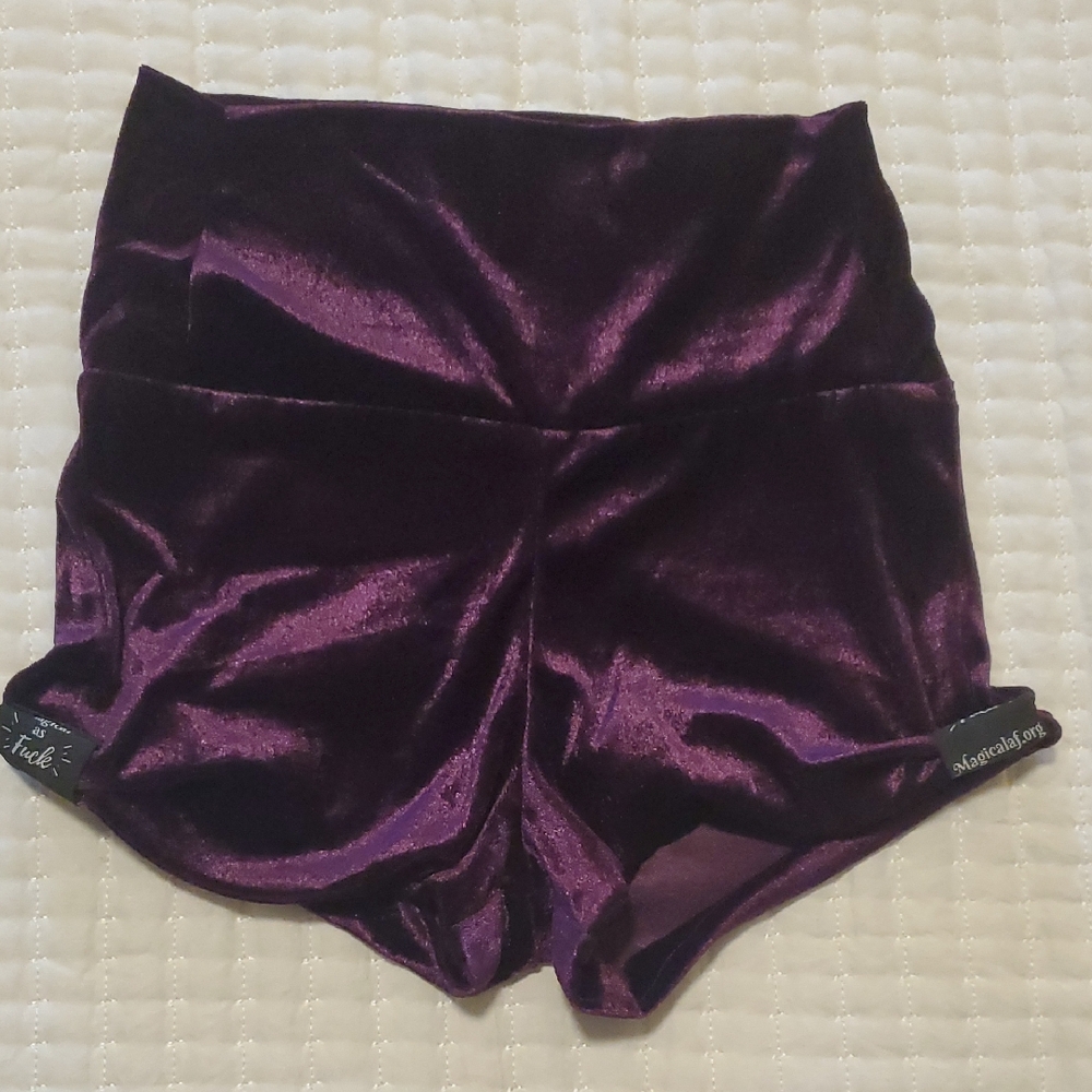 Magical as F* High Waist Purple Velvet Booty Shorts